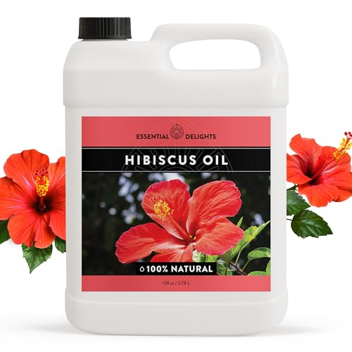 Image of Hibiscus Oil by Essential Delights - Premium Cold Pressed Carrier Oil (128 oz.) | for Skin, Face, Body, Hair, Massage, and Aromatherapy Blends