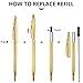 LONGKEY 3 Pack Slim Gold Ballpoint Pens Black Ink 1 mm, Great Gift for Business Office Students Teachers Wedding Christmas (Gold)
