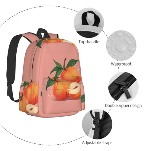 Vibrant Fruit Peach Backpack Bookbag Waterproof Backpacks for Women Men Travel Backpack Laptop Backpacks Daypack Shoulder Bag3