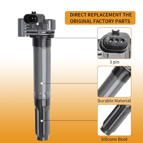 Image of 4 PCS Ignition Coils Pack UF649 68070492AB with Iridium Spark Plugs Compatible with 2012-2017 Fiat 500 1.4L L4