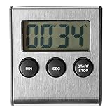 Queiting Digitaler Kurzzeitwecker Edelstahlgehäuse Digital-Timer für Küchengeräte Magnetisch Digitaler Mini-Wecker mit Halterung für Kochen Studium Sport 65 * 71 * 18mm