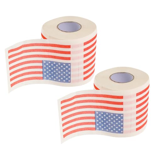 Homoyoyo 2 Rollos Papel Higiénico para Baño 3 Capas 150 Hojas 10x10 Cm Impresión Bandera Estadounidense Rollos de Papel Doméstico Creativos para Uso Higiénico y Decoración
