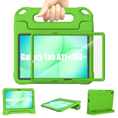 Funda Tablet Samsung Galaxy Tab A11+/A9+ Plus Niños 11 Pulgadas 2025/2023, TrendGate Ligera a Prueba de Golpes Funda Tablet con Pantalla Incorporada y Soporte para Asa, Verde