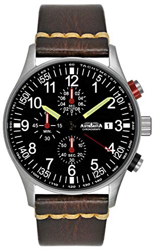 Preisvergleich Produktbild Astroavia Herren-Armbanduhr Chronograph Quarz mit Leder Armband N31L9