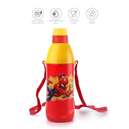 Image of CELLO Puro Steel-X Kids Zee 600 | Water Bottle with Inner Steel and Outer Plastic | Insulated Water Bottle | 540 ml, Red
