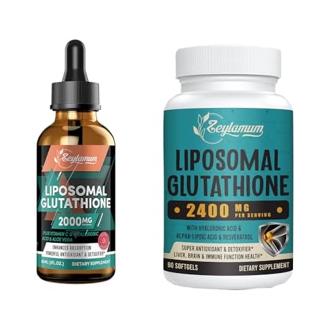 Zeylamum Liposomal Glutathione 2400 MG & Liposomal Glutathione Liquid 2000 MG - Powerful Antioxidant, Energy Boost, Immune System, Aging Defense Cover