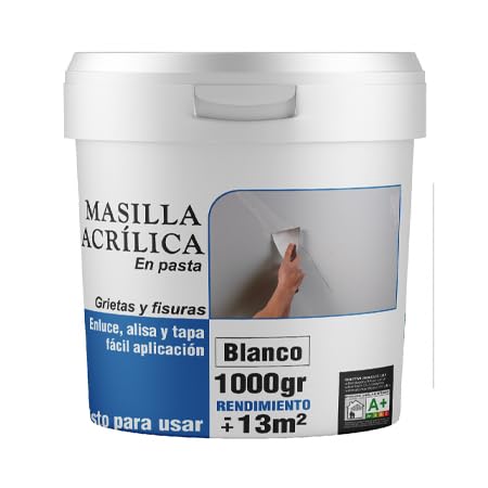 SPSIL Masilla Acrílica Blanca 1Kg - Superficies Lisas y Uniformes - Para Juntas con Dilatación