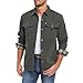 Flannel Shirt Jacket for Men - Long Sleeve Plaid Lined Flannel Snap Button with Pockets Western Cowboy Shirt Jacket Grey S