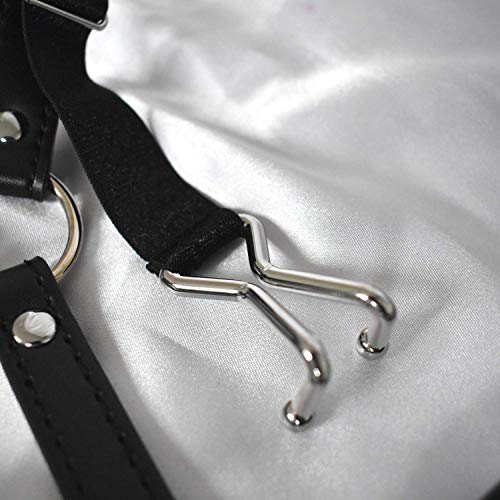 Fieser Nasenhaken am BDSM Kopf-Geschirr mit Silikon Gag-Ball - Bondage Mundknebel Sexspielzeug aus Kunstleder - Metall Erotik Sex Nose Hook mit Ballgag