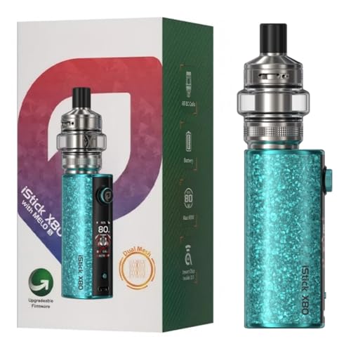 For Eleaf iStick X80 Kit 80 W Mod (Azul cielo) Batería 3200 mAh5 ml Melo X Tank Resistencia EC D 0,3 Ω/ 0,5 Ω | Modo POWER/RTA | Control deslizante de bloqueo | Pantalla TFT de 1,05