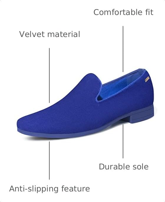 Image of UUBARIS Mens Velvet Loafers Slip-on Dress Shoes Fashion Style Driving Shoes Classic Tuxedo Shoes Casual Oxford Shoes