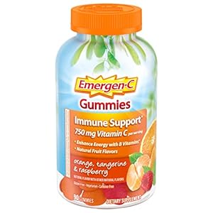 Emergen-C 750mg Vitamin C Gummies for Adults, Immunity Gummies with B Vitamins, Gluten Free, Orange, Tangerine and…