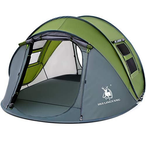 4 Person Easy Pop Up Tent-Automatic Setup Sun Shelter for Beach- Instant Family Tents for Camping,Hiking & Traveling