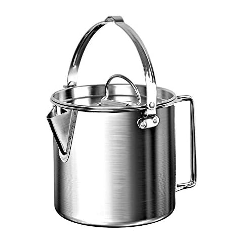 Tmand Outdoor Camping Kettle Stainless Steel Cooking Kettle 1.2L Lightweight Compact Camping Pot For Hiking Backpacking Picnic Cover