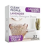 The Clean People Laundry Detergent Sheets - Laundry Soap - Ultra Concentrated, Recyclable Packaging, Stain Fighting - Lavender, 32 Pack