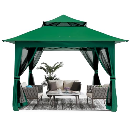 ABCCANOPY Pop Up Gazebo 13x13 - Outdoor Canopy Tent with Mosquito Netting for Patio Garden Backyard (Green)