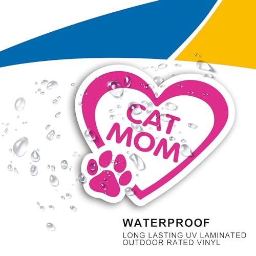Image of Cat Mom Pink Pawprint Magnet Decals - 5x5 Inch - Heavy-Duty Automotive Magnet Stickers for Car, Truck, SUV - Celebrate Feline Kitten Love - Perfect for Any Magnetic Surface (Cat Mom)
