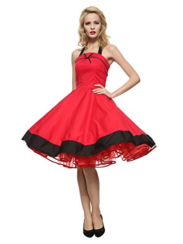 Maggie Tang Women's 1950s Vintage Rockabilly Dress Size L Color Red