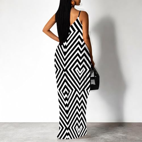 Image of SUZONANA Women's Plus Size Summer Dresses Spaghetti Print Midi Dresses Long Loose Sundresses