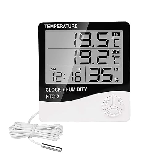 BEATSC Digtial LCD Room Thermometer Humidity Meter Hygrometer Digital Indoor Cum Outdoor Thermometer With Temperature Tester Multi-Purpose (White) (B0D37X38WK) Amazon Price History, Amazon Price Tracker