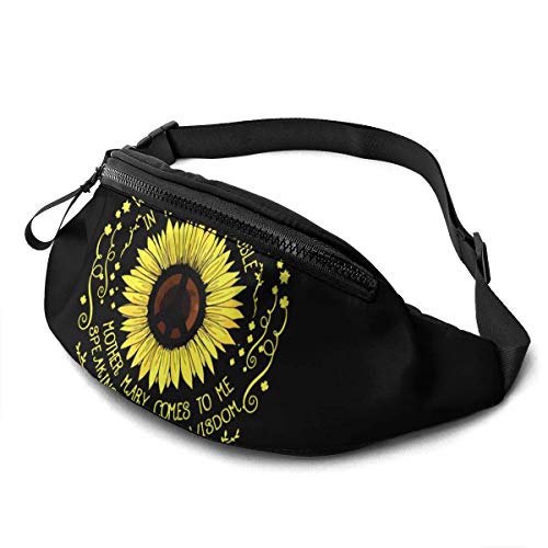 GOSMAO Riñoneras Deportivas,Riñoneras Running con Correa Ajustable,Palabras de Girasol,Bolsos de Gimnasio Bolsos Bandolera para Hombre Mujer