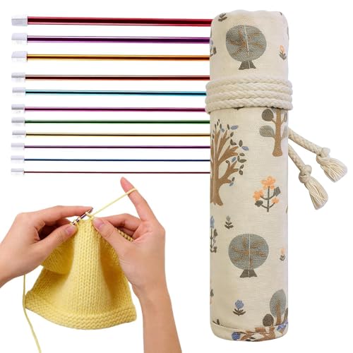 Herramienta de agujas de tejer y ganchillo multicolor para hacer bufandas y manualidades