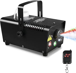 Portable Smoke Machine, Mini Fog Machine 500W with Wireless Remote Control, 3 Color Light, 7 Light Modes, for Disco, DJ, Party, Stage, Wedding, Xmas