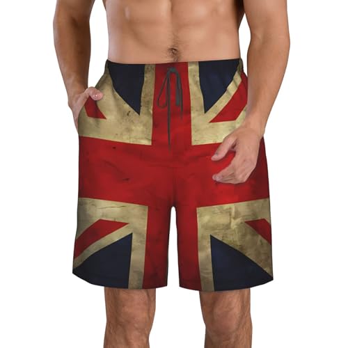 British Flag Men's Swim Trunks Quick Dry Board Shorts with Pockets Casual Drawstring Beach Shorts