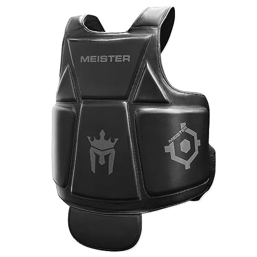 Meister Body Armor - MMA & Boxing Chest Guard w/Groin Protector - Black - Adult Large