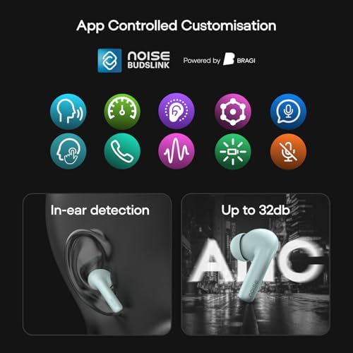 Image of Noise Air Buds 6 in-Ear Bluetooth TWS - AI Enabled Smartbuds, ANC (up to 32db), Personalised App, in-Ear Detection, Voice Control, Google Fast Pair, BT v5.3(Sage Blue)