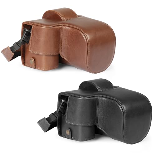 Image of MegaGear Genuine Leather Camera Case for Fujifilm X-S20 (18-55mm) - Stylish and Protective Digital Photography Bag - Black
