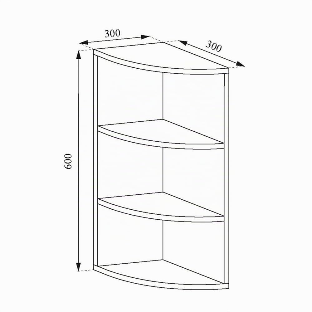 Vicco Libreria angolare da terra Ecki, Bianco, 30 x 60 cm, per montaggio a parete con tre ripiani aperti