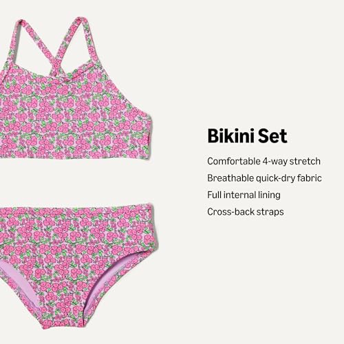 Image of Amazon Essentials Girls and Toddlers' Cross Back Bikini Set