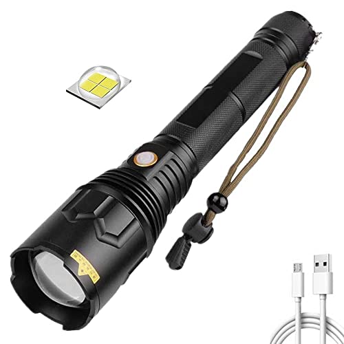 Xhp70 Led Flashlight, Super Bright 200000 Lumen Flashlight Rechargeable Zoomable 5 Modes Handheld Torch Powerful Waterproof Tactical Flashlights Outdoor Torch Lamp With Power Bank Funtion For Camping #TOP25