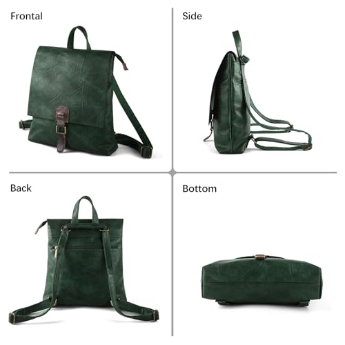 Image of Women's Fashion Backpack Purse Multipurpose Design Convertible Satchel Handbags Shoulder Bag Travel bag (Green)