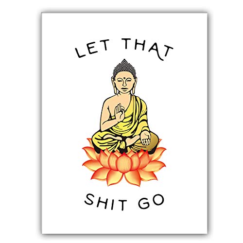 HPNIUB Let That Shit Go Art Print Set Of 1 (12”X16” Zen Printing Yoga Room Decoration Canvas Buddhist Prints Wall Pictures For Room Home Decor,No Frame