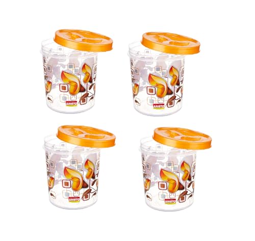Image of Aristo Store Queen666 Air-Tight Storage Container For Kitchen, Plastic Jar For Storing Spices, Snacks, Grains, Dals SET OF 4-3400 ml,Tranparent