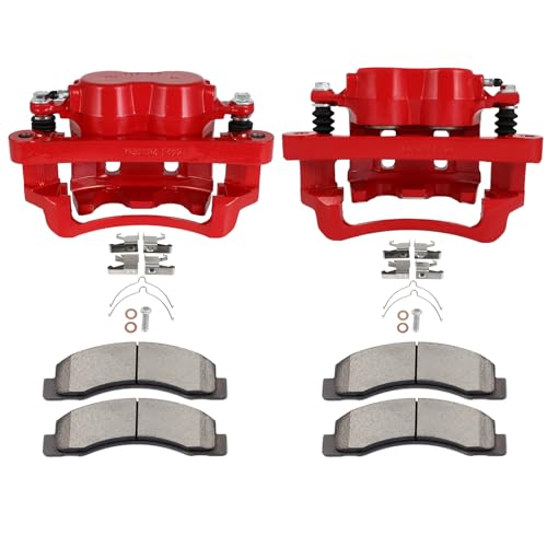 Image of SCITOO Front Left & Right Brake Kit [4] Brake Pads [2] Brake Disc Calipers w /Bracket Compatible With 2000-2005 for Ford for Excursion,1999-2004 for Ford for F-250 Super Duty