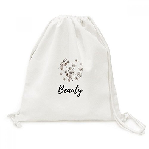 Sac cordon Fleurs Blanches dessin d'art botanique sac à dos en toile souple