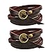 Spreenery Bracelet De Vachette Réel, Longueur 101 Cm, Véritable Boucle De Vachette + Alliage, Ceinture Double Usage Et Bracelet (2 Pcs),Dark Brown,101 cm