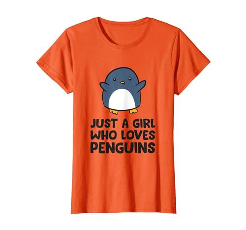 Image of Just a Girl Who Loves Penguins T-Shirt, Women, Orange, X-Small