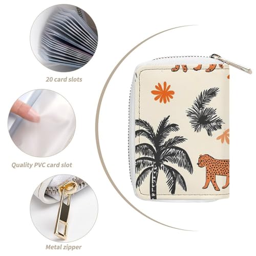 Leopards And Palm Trees Small Business Credit Card Holder Wallet with 20 Card Slots Case Coin Purse Pouch4