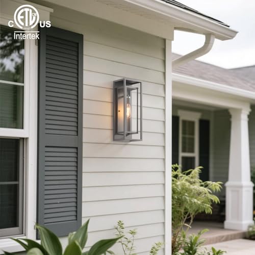 Image of mirrea 18 inch Modern Outdoor Porch Wall Light, Matte Gray, 2 Pack