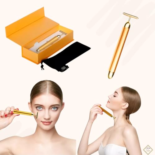 Massageador facial Pedra Jade + Vibrata Gold + Escova 5em1 Kit Skin care cuidados com a pele anti ru