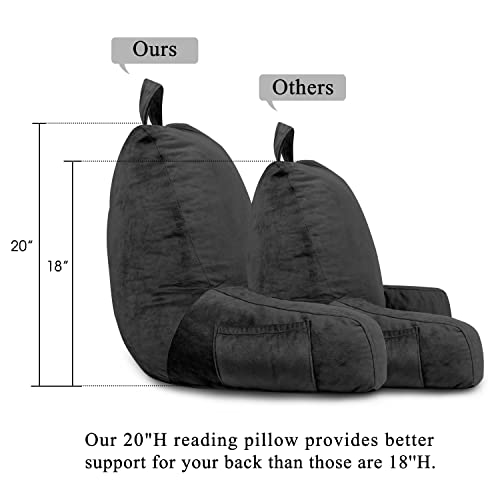 Lovtex Reading Pillow With Removable Cover, Back Pillow For Sitting Up In Bed With Arms And Pockets, Bed Rest Pillow Adult, 20 X 15 Inches(Black) #TOP5