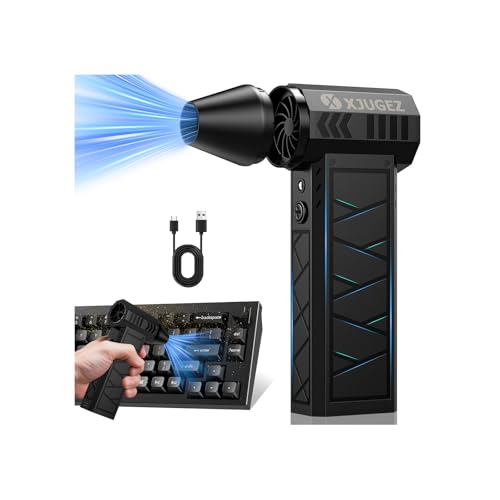 XJUGEZ Aire Comprimido Limpieza PC,4 Velocidades Soplador de Polvo Eléctrico,150000 RPM Soplador de Aire Potente con LED,Mini Soplador de Aire para PC,Coches,Sofás,en lugar de Spray Aire Comprimido