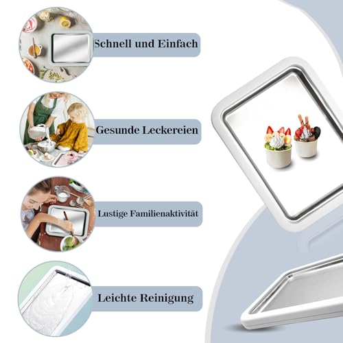 climafusion Eisplatte Eis Rolls zum Eis Machen DIY, Ice Cream Machine rolls maker mit 2 Spateln, Gelato Rollmaschine für Kinder Familie Hellblau