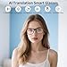 AI Translation Glasses, Support 169 Languages Real-Time Translation/Live Recording, Voice & Video Call Powered By GPT, Color-Change Lens Translator with Noise Reduction, AI Smart Glasses for Men Women