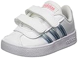 Tomaia in nubuck adidas VL Court 2.0 Cmf I, Scarpe da Ginnastica Unisex-Bambini, Bianco Ftwbla Metvis Suppop, 25 EU