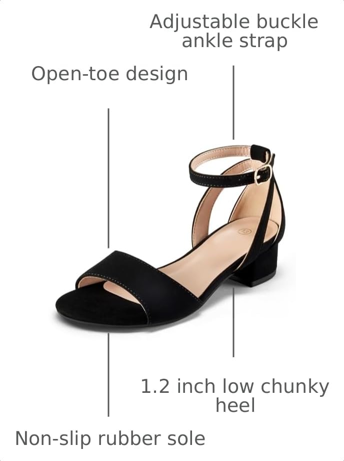Image of K KomForme Girls Chunky Heel Ankle Strap Open Toe Dress Sandals